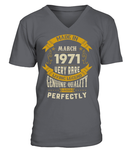 March 1971 Vintage Birthday Present V-Neck T-shirt