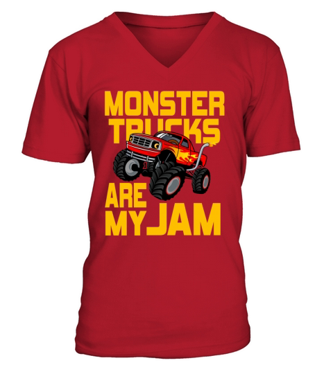 Monster Trucks Are My Jam Vintage Retro V-Neck T-shirt