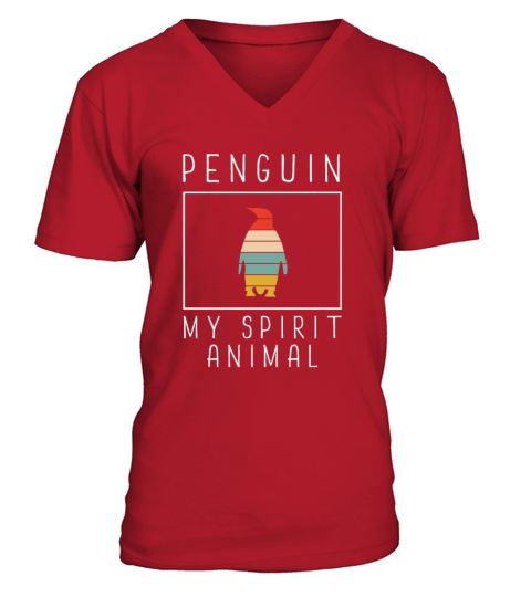 Spirit Animal Vintage Sunset Cute Womens Penguin V-Neck T-shirt