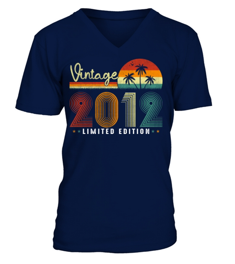 Vintage 2012 10 Years Old Birthday Gift Boy Girl V-Neck T-shirt