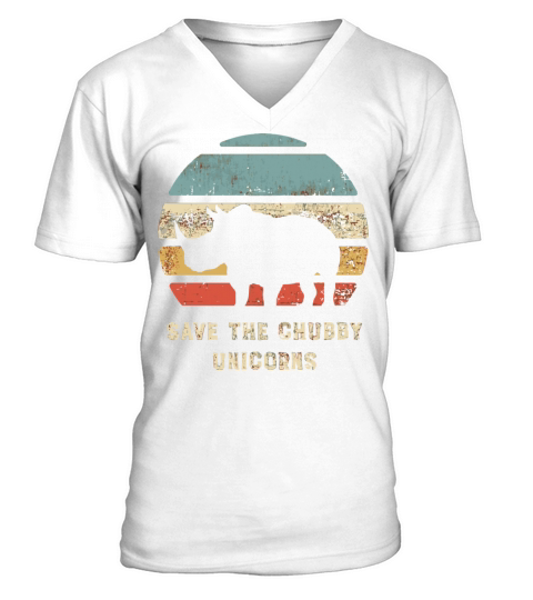 Vintage Save The Chubby Unicorns Retro V-Neck T-shirt