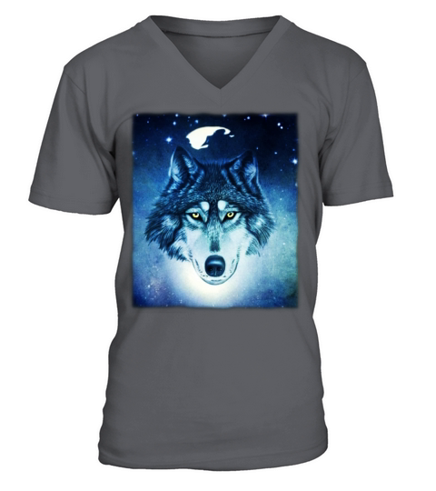 Wolf artwork design predator face imprint V-Neck T-shirt