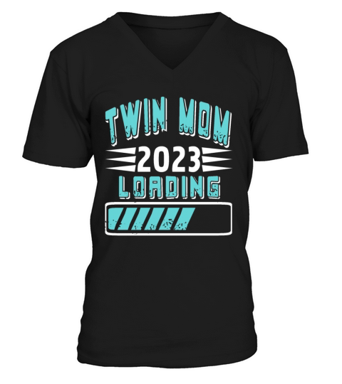 Womens Twin Mama Twin Mom to Be Pregnancy V-Neck T-shirt