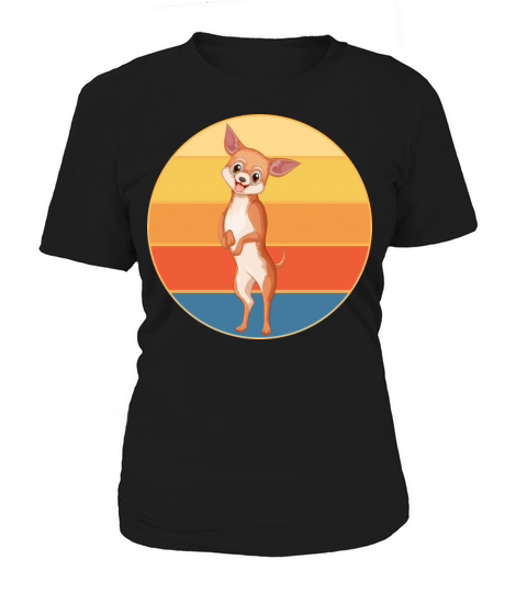 Cute Chihuahua Dog Breed Vintage Retro Sunset Women's T-Shirt