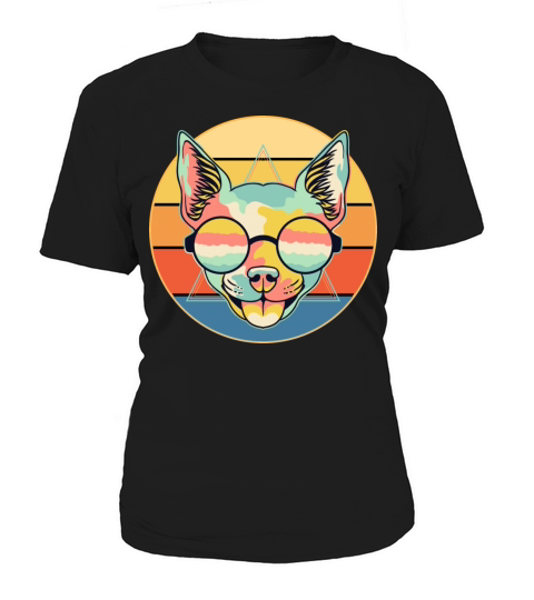 Cute Chihuahua Dog Breed Vintage Retro Sunset Women's T-Shirt