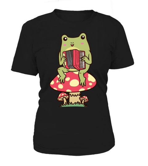 Frog On A Mushroom Accordion Player Accordionist Women's T-Shirt