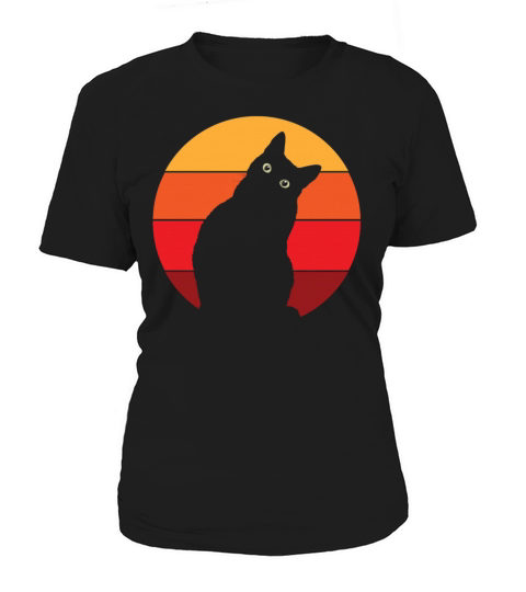 Vintage Retro 80s Curious Cute Cat on Sunset Women's T-Shirt