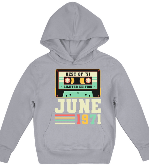 50th Birthday June Gift Vintage 1971 50 Years Kids Hoodie