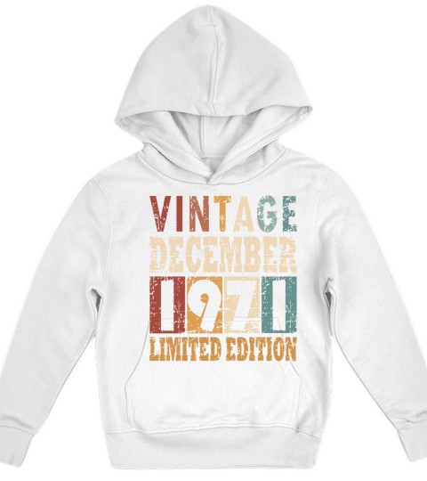 born 1971 December vintage gift Kids Hoodie