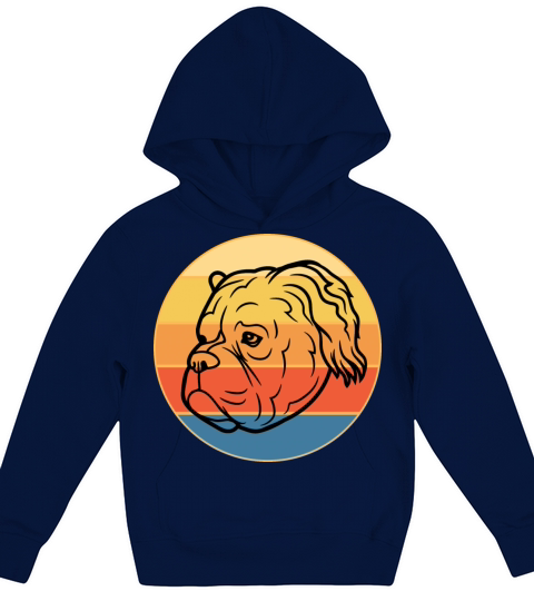 Bulldog Dog Breed Vintage Retro Sunset Kids Hoodie