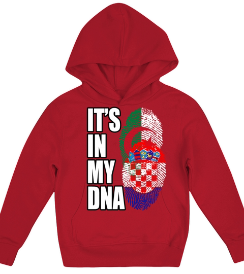 Croatian And Algerian Mix Heritage DNA Flag Kids Hoodie