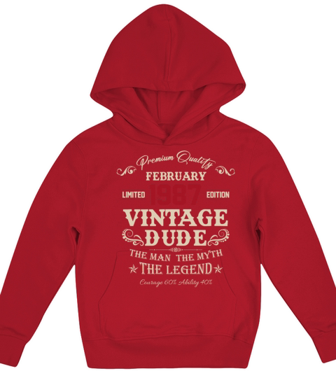 February 1987 Vintage Birthday Present Kids Hoodie