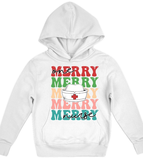 One Merry Nurse Retro Christmas Kids Hoodie
