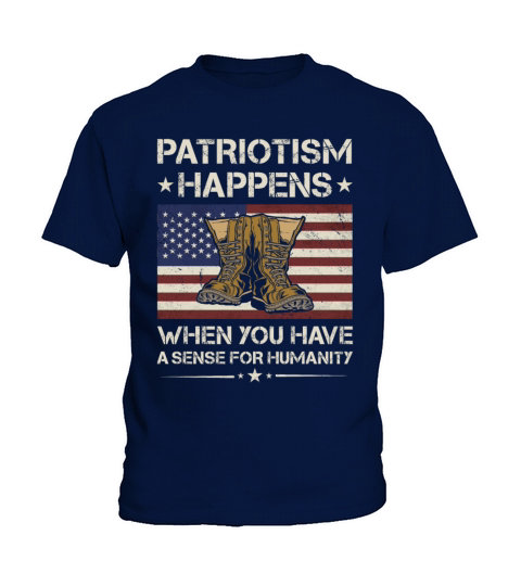 America Patriotism Happens Army Veteran Kids T-Shirt