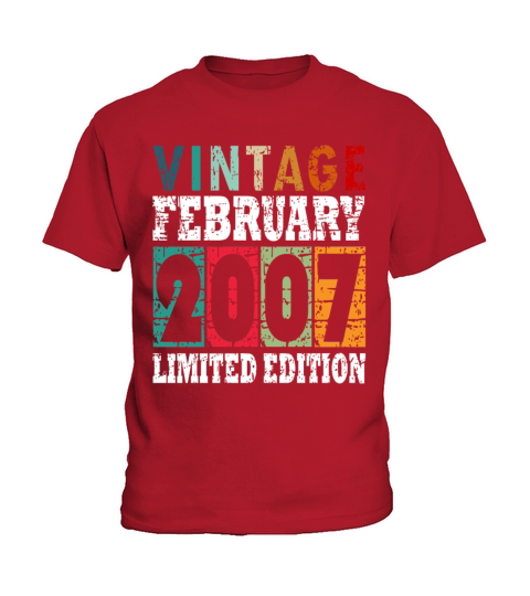 Born 2007 February 16th Birthday Gift Kids T-Shirt