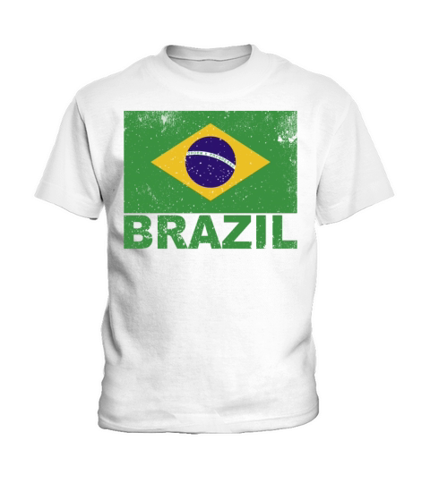 Brazil Flag Vintage Brazilian Nationality Origin T Kids T-Shirt