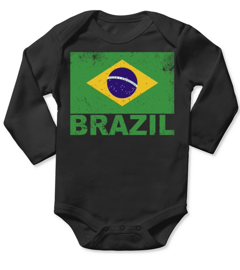 Brazil Flag Vintage Brazilian Nationality Origin T Long Sleeve Baby One-Piece