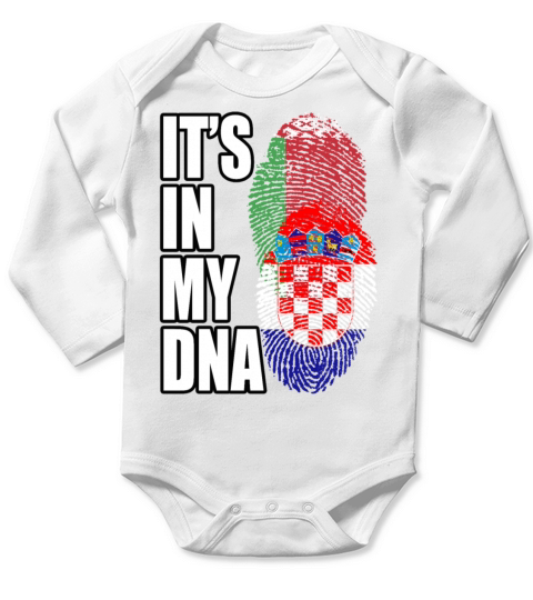 Croatian And Belarusian Mix Heritage DNA Flag Long Sleeve Baby One-Piece
