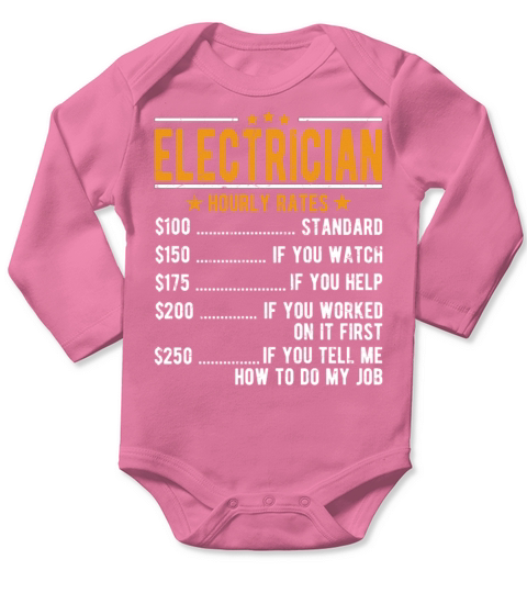 Electrician Hourly Rates Long Sleeve Baby One-Piece