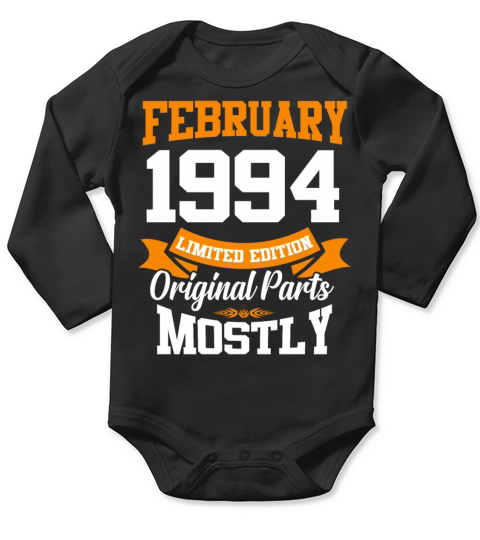 February 1994 Vintage Birthday Present Long Sleeve Baby One-Piece