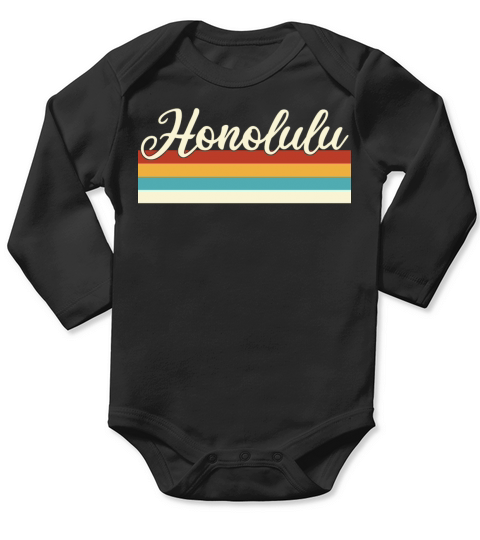Honolulu - Hawaii - Retro - Vintage United States Long Sleeve Baby One-Piece