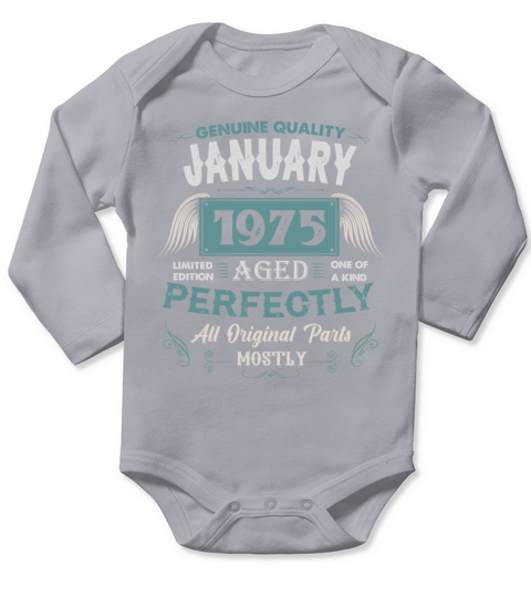January 1975 Vintage Birthday Present Long Sleeve Baby One-Piece