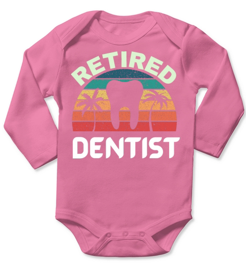 Retired dentist Funny vintage retirement gift Long Sleeve Baby One-Piece