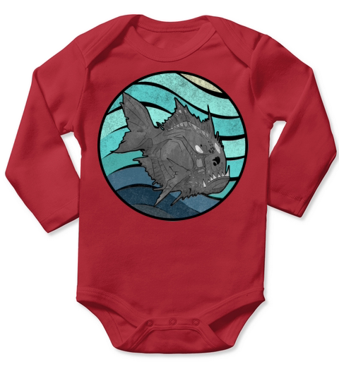 Retro Piranha Long Sleeve Baby One-Piece