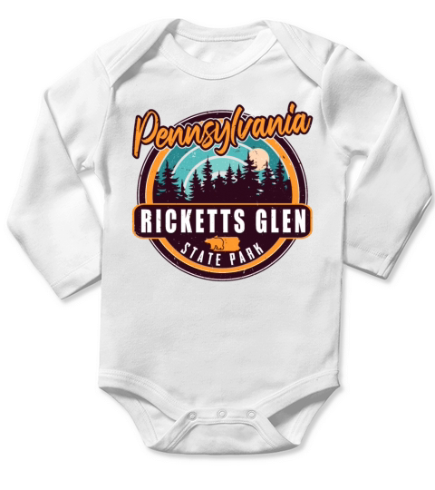 Ricketts Glen State Park Pennsylvania Vintage Long Sleeve Baby One-Piece