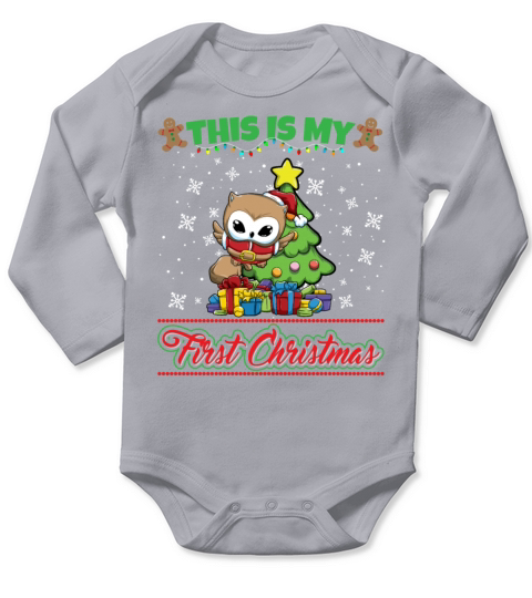 This Is My First Christmas Toddler One Year X-Mas Long Sleeve Baby One-Piece