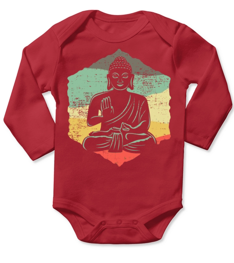 Vintage Retro Style Buddha Meditation Design Idea Long Sleeve Baby One-Piece