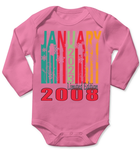 Year of construction 2008 January born gift idea Long Sleeve Baby One-Piece