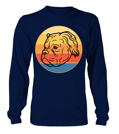 Bulldog Dog Breed Vintage Retro Sunset Long sleeved Unisex