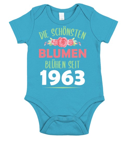 Born In 1963 Flowers Saying Birthday Gift Short Sleeve Baby One-Piece