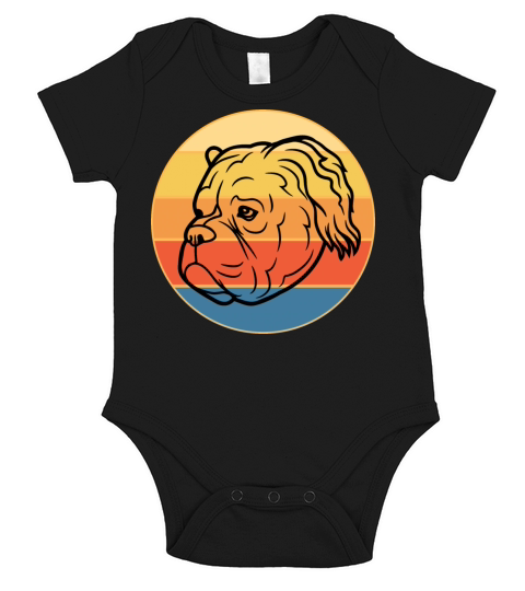 Bulldog Dog Breed Vintage Retro Sunset Short Sleeve Baby One-Piece