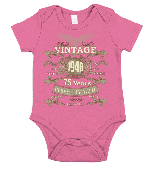 Gift for 75th birthday - Vintage ornaments - gift Short Sleeve Baby One-Piece