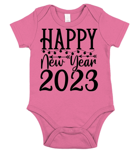 Happy New Year 2023 Short Sleeve Baby One-Piece