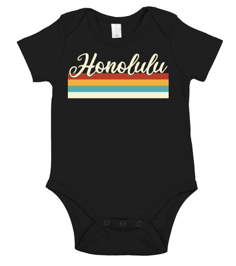 Honolulu - Hawaii - Retro - Vintage United States Short Sleeve Baby One-Piece