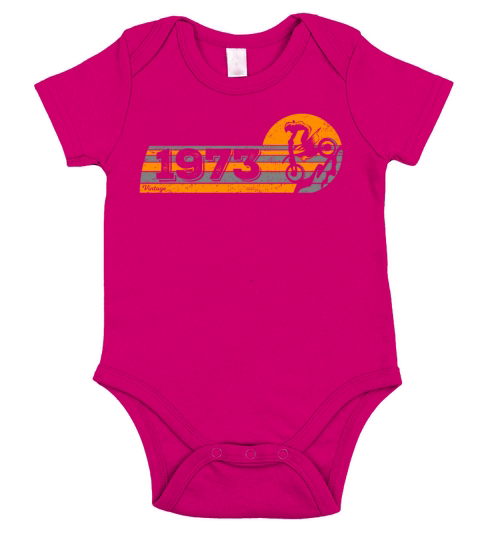 Motorcross Motorcycle Vintage 1973 Birthday Short Sleeve Baby One-Piece