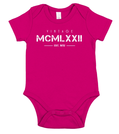 Vintage Born In 1972 Roman Numerals 50th Short Sleeve Baby One-Piece
