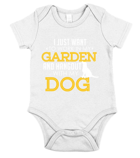 Work In My Garden And Hangout With My Dog Funny Pe Short Sleeve Baby One-Piece