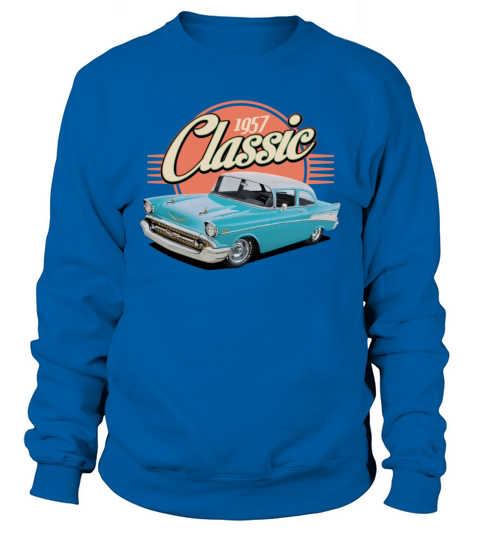 Classic 1957 Blue Car Sweatshirt Unisex