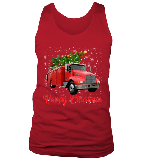 Funny Firefighter Christmas Tree On Truck Fire Tank Top Unisex