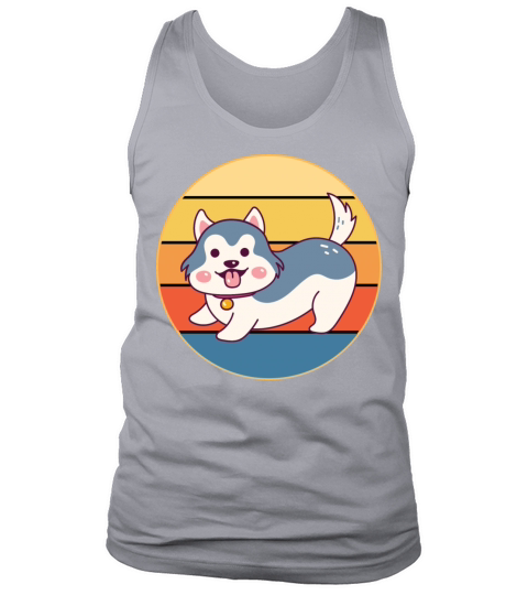 Funny Kawaii Cute Husky Dog Vintage Retro Sunset Tank Top Unisex