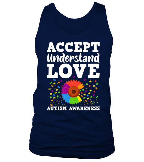 Sunflower Autism Teacher Cute Teach Accept Underst Tank Top Unisex