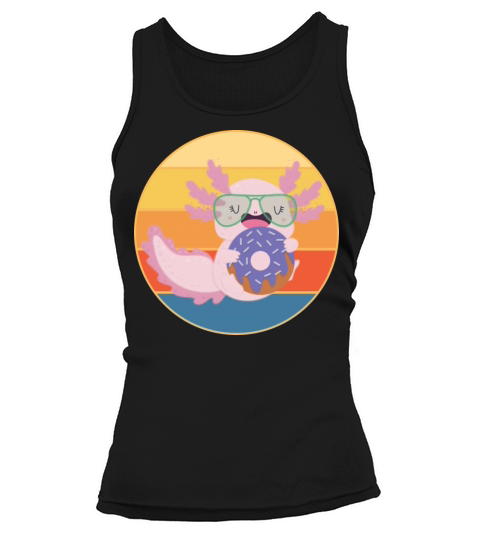 Cute Axolotl Eating Donut Vintage Retro Sunset Tank top Woman