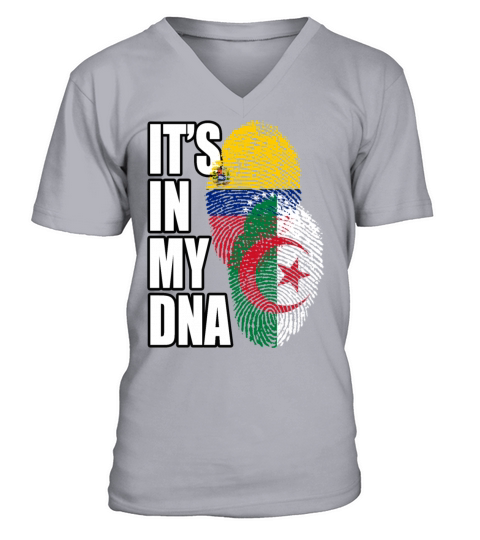 Algerian And Venezuelan Mix Heritage DNA Flag V-Neck T-shirt