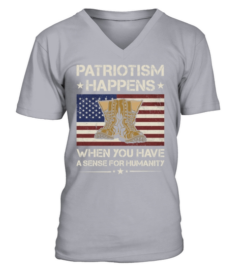 America Patriotism Happens Army Veteran V-Neck T-shirt