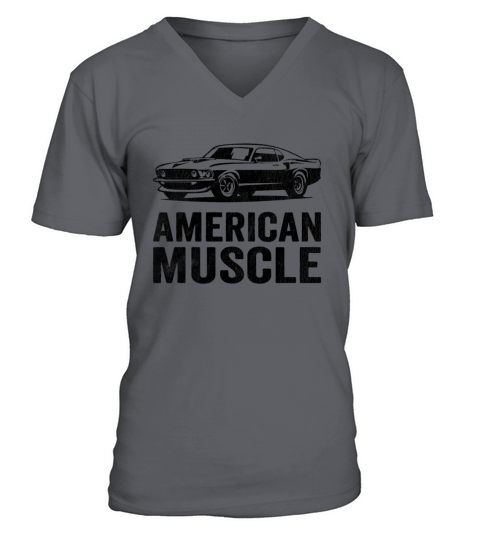 American Muscle Car American Flag V-Neck T-shirt