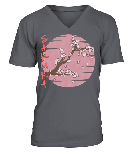 Anime Sakura Cherry Tree Blossom Japanese Art Vint V-Neck T-shirt